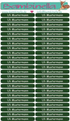Namensticker für Stifte - dunkelgrün - mind. 138 Klebeetiketten - von der Namenslänge abhängig