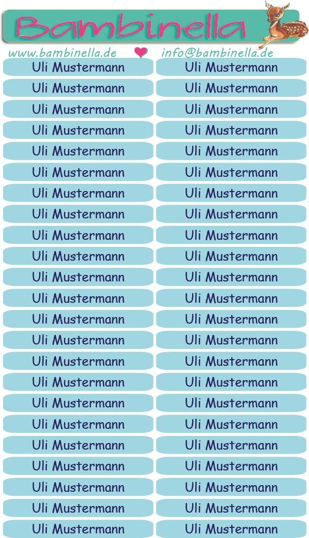 Namensticker für Stifte - hellblau - mind. 138 Klebeetiketten - von der Namenslänge abhängig