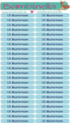 Namensticker für Stifte - hellblau - mind. 138 Klebeetiketten - von der Namenslänge abhängig