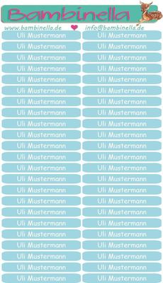 Namensticker für Stifte - hellblau - mind. 138 Klebeetiketten - von der Namenslänge abhängig