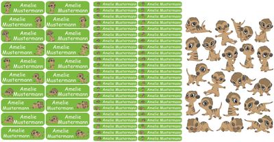NEUHEIT:  Namensticker mit Klassentier - personalisiert - 86 Klebe-Etiketten auf 3 Blatt