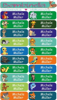 Namensticker &quot;Bunte Mischung Tiere&quot; - 60 Klebeetiketten