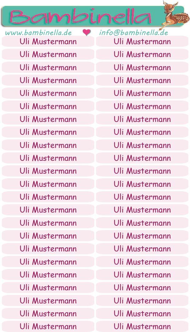 Namensticker für Stifte - rosa - mind. 138 Klebeetiketten - von der Namenslänge abhängig