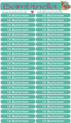 Namensticker für Stifte - türkis - mind. 138 Klebeetiketten - von der Namenslänge abhängig