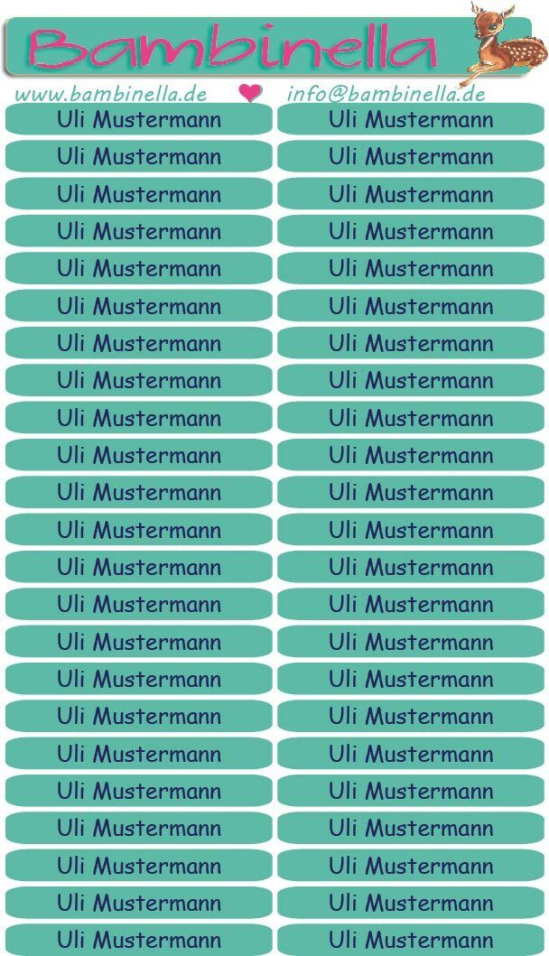 Namensticker für Stifte - türkis - mind. 138 Klebeetiketten - von der Namenslänge abhängig