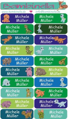 Namensticker "Mischung Dinos" - 60 Klebeetiketten