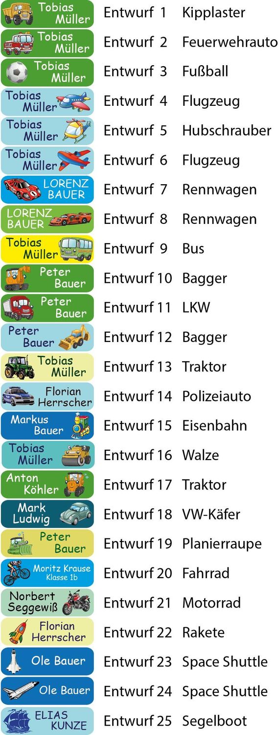Namensticker: 3 Blatt  = 60 Etiketten