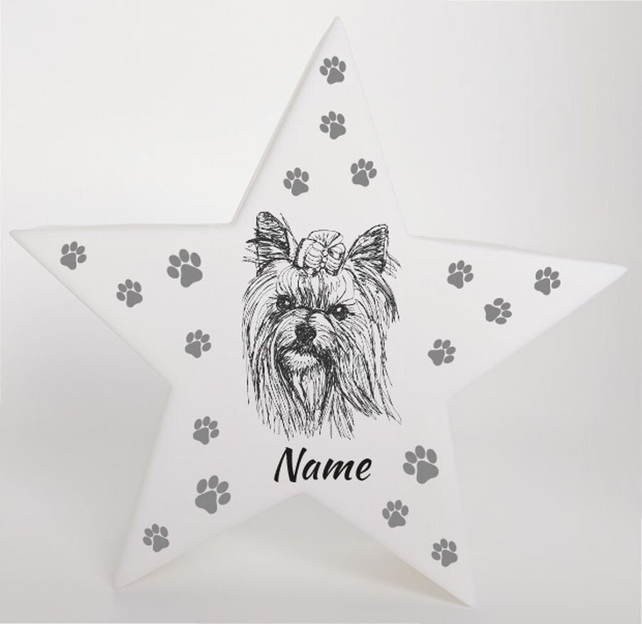 LED Deko Stern Leuchte Motiv Yorkshire Terrier - Yorkie - personalisiert