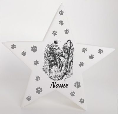 LED Deko Stern Leuchte Motiv Yorkshire Terrier - Yorkie - personalisiert