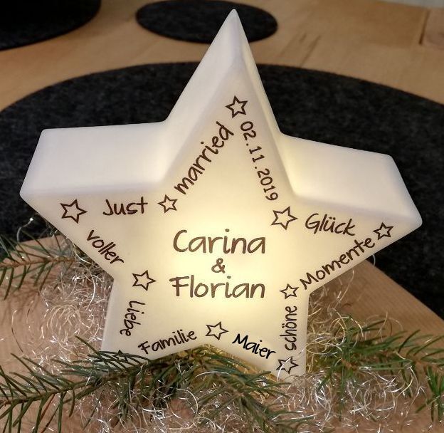 LED Deko Hochzeitsstern - personalisiert