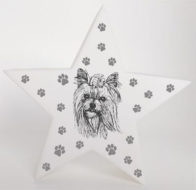 LED Deko Stern Leuchte Motiv Yorkshire Terrier - Yorkie