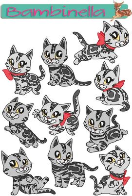 Stickerparade - Amerikanische Kurzhaar Katze - 10 Sticker