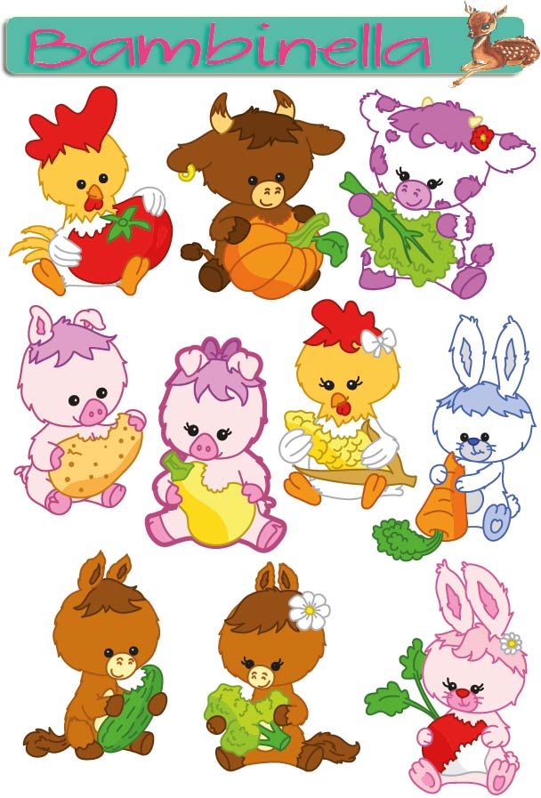 Stickerparade - Baurnhoftiere mit Gemüse- 10 Sticker