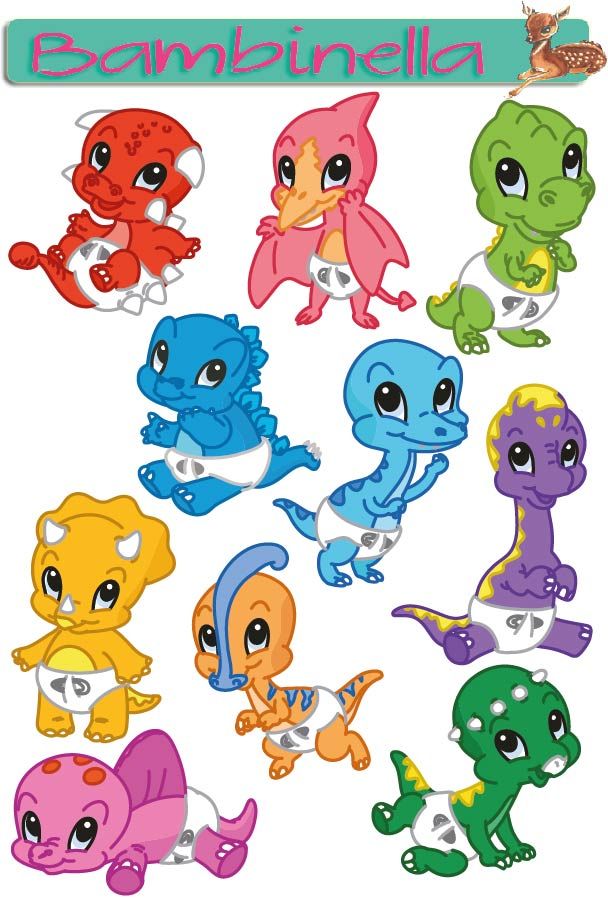 Stickerparade - Dinos in Pampers - 10 Sticker