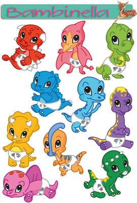 Stickerparade - Dinos in Pampers - 10 Sticker