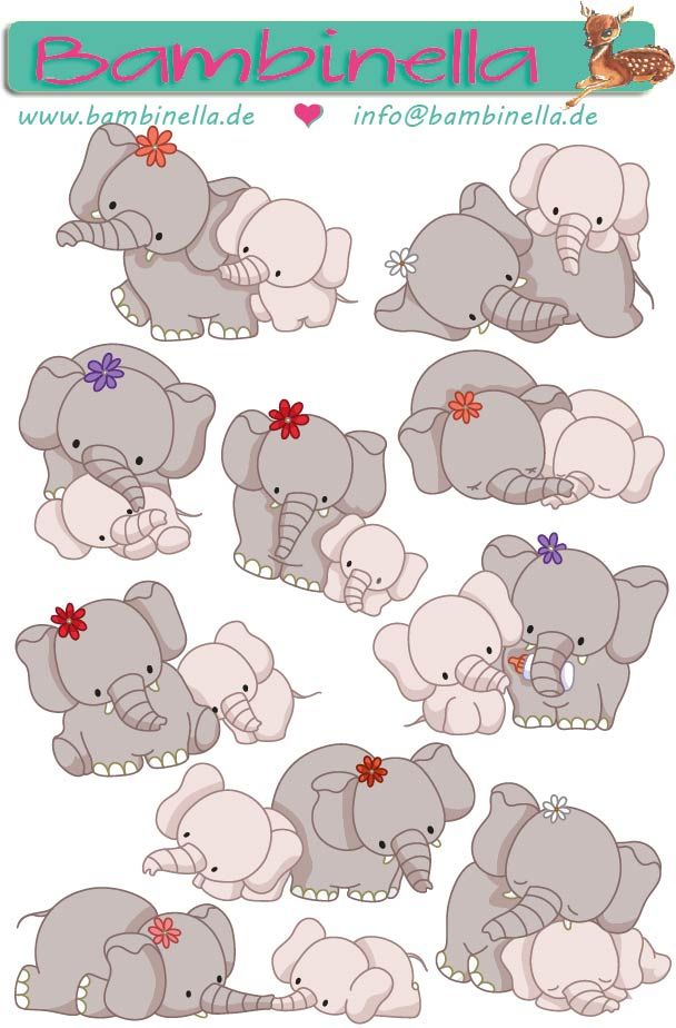 Stickerparade - Elefant Mutter mit Kind  - 10 Sticker