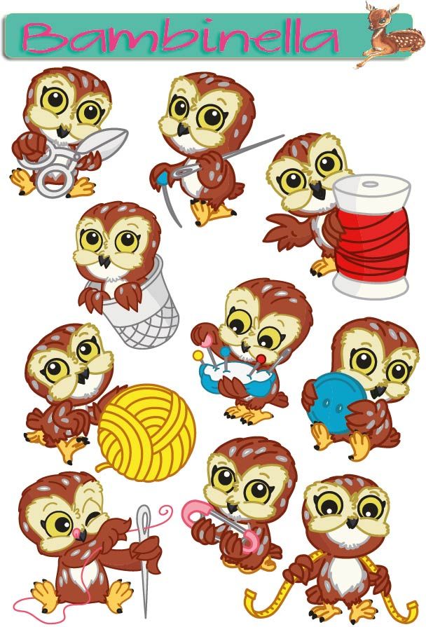 Stickerparade - Eule nähend - 10 Sticker