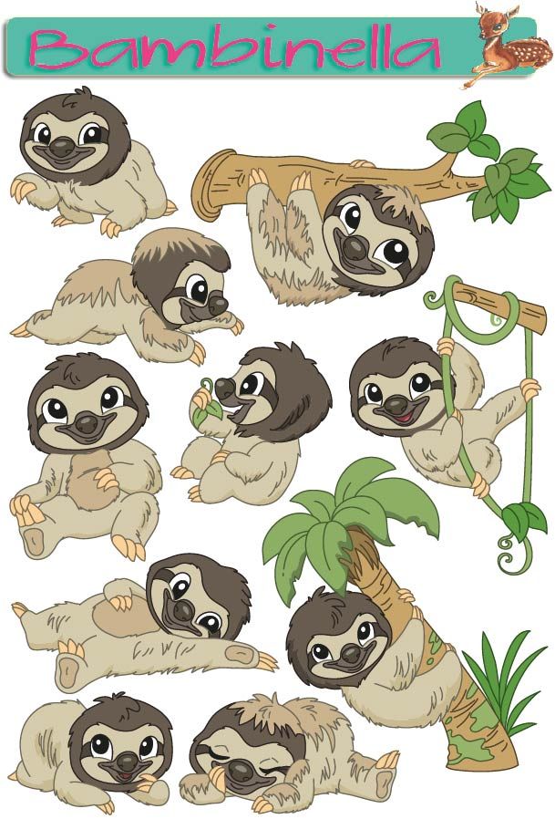 Stickerparade - Faultier - 10 Sticker