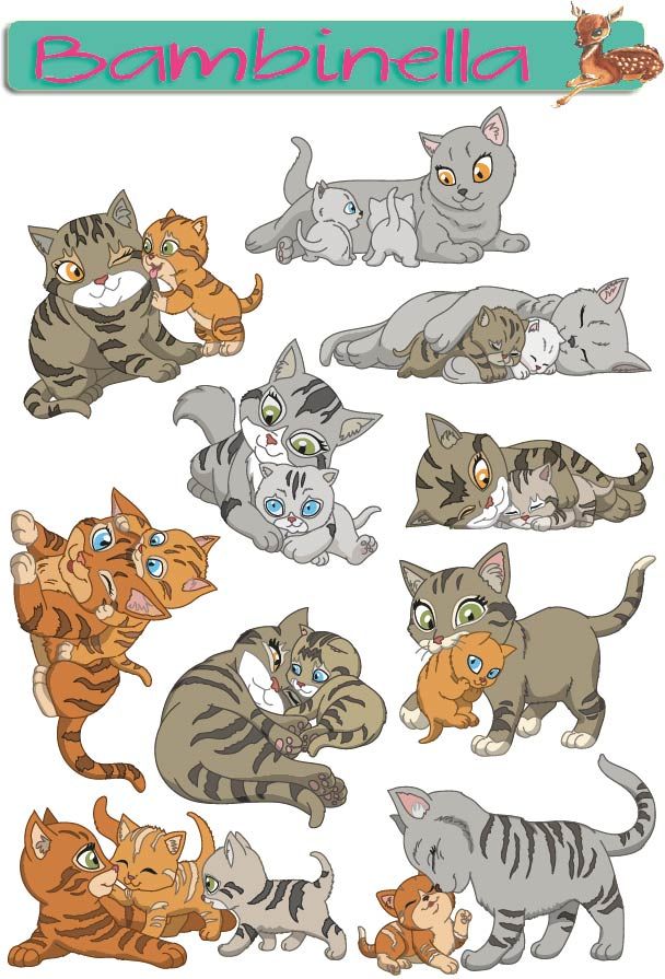 Stickerparade - Katze Mutter mit Kind - 10 Sticker
