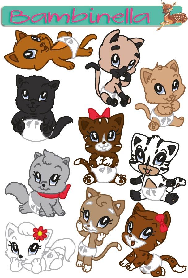 Stickerparade - Katzen in Pampers - 10 Sticker