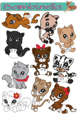 Stickerparade - Katzen in Pampers - 10 Sticker