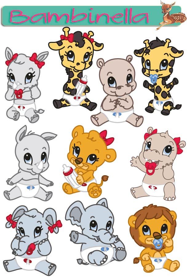 Stickerparade - Zootiere in Pampers - 10 Sticker
