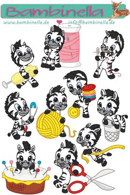 Stickerparade -  Nähendes Zebra - 10 Sticker