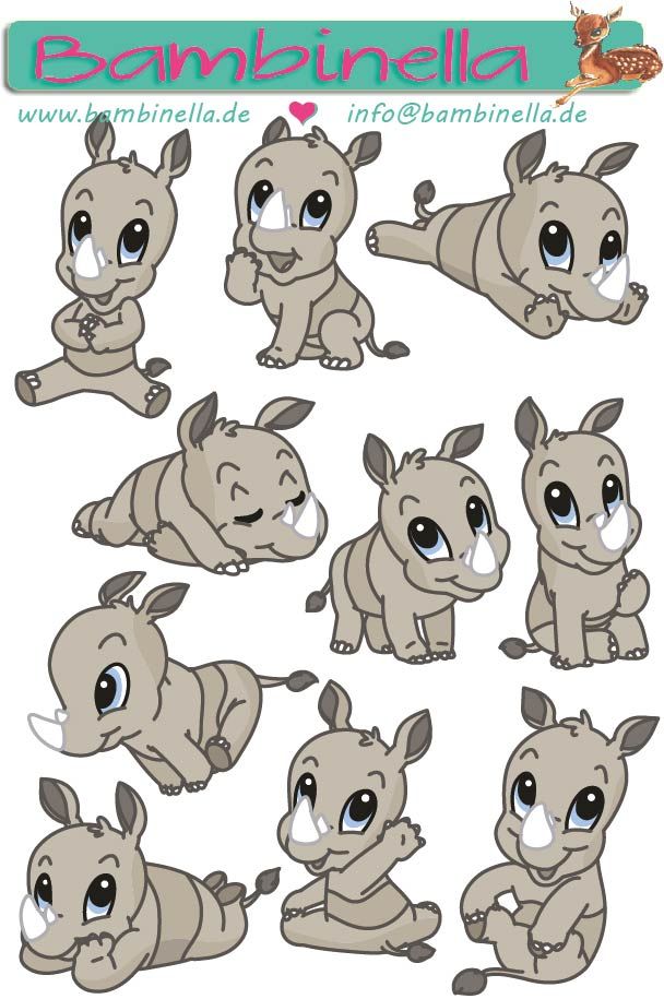 Stickerparade - Nashorn Rhino  - 10 Sticker