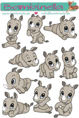 Stickerparade - Nashorn Rhino  - 10 Sticker