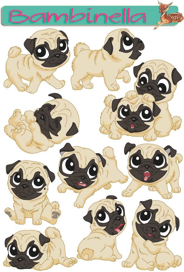 Stickerparade - Mops - 10 Sticker