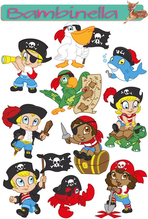 Stickerparade - Piraten Kinder  - 10 Sticker