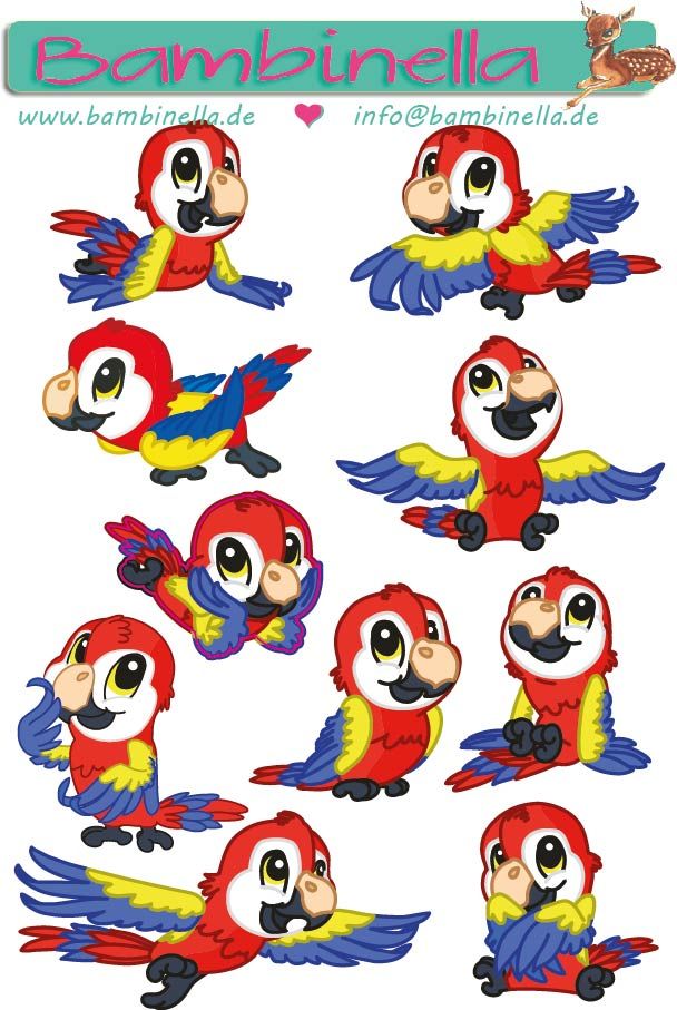 Stickerparade - Papagei - 10 Sticker