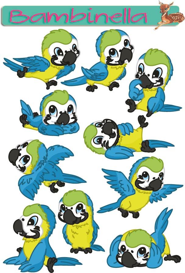 Stickerparade - Papagei- 10 Sticker