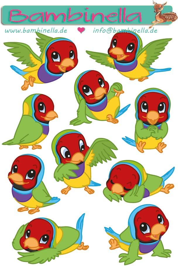 Stickerparade - Regenbogen Fink - 10 Sticker