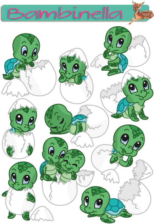 Stickerparade - Wasserschildkröte aus dem Ei- 10 Sticker