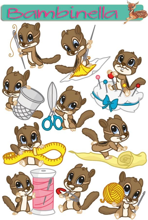 Stickerparade - Streifenhörnchen nähend - 10 Sticker