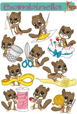 Stickerparade - Streifenhörnchen nähend - 10 Sticker