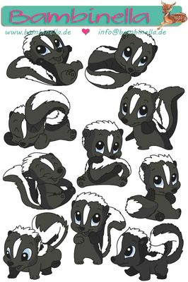 Stickerparade - Stinktier Skunk- 10 Sticker