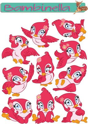 Stickerparade - Vogel pink - 10 Sticker