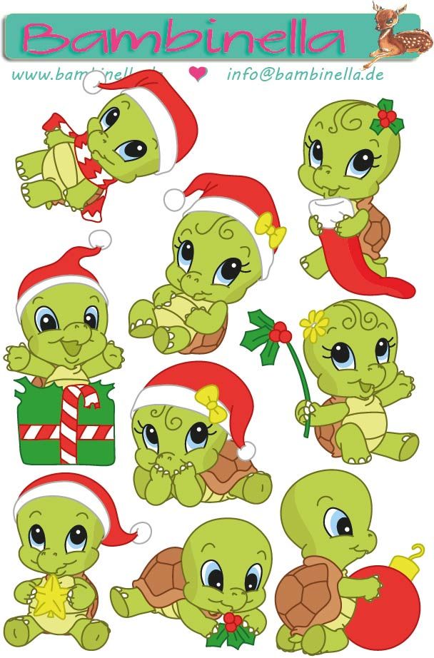 Stickerparade - Weihnachtsschildkröte - 10 Sticker