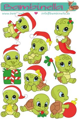 Stickerparade - Weihnachtsschildkröte - 10 Sticker