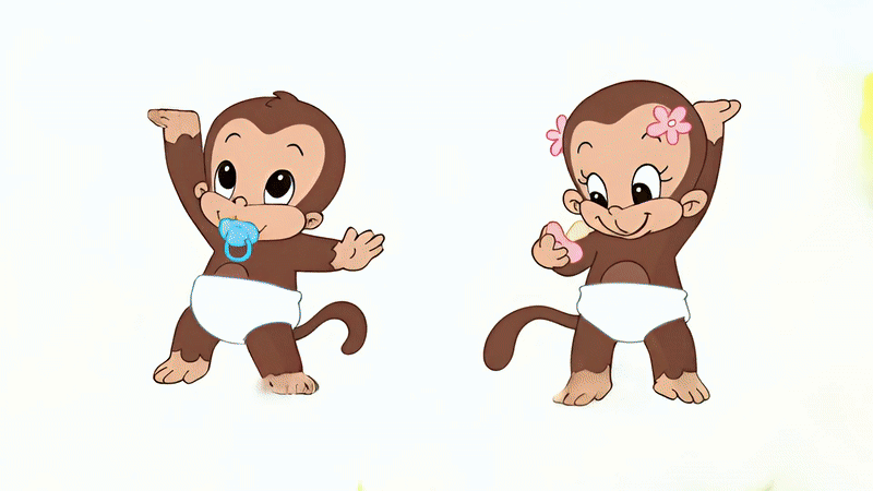 Bügelbild  Velour/Flock Bügelapplikation: Affe in Pampers