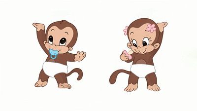 Stickerparade - Affe in Pampers  - 10 Sticker