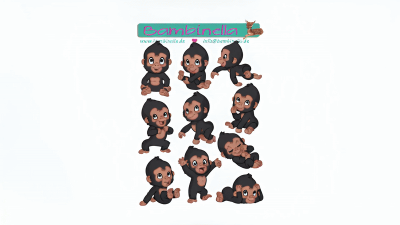Stickerparade - Affe Gorilla - 10 Sticker