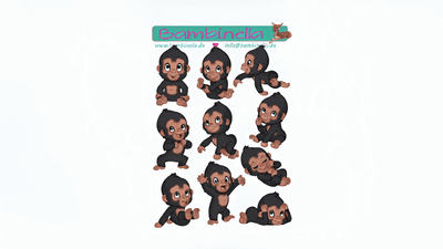 Stickerparade - Affe Gorilla - 10 Sticker