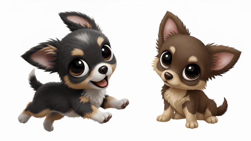 10x Baby Chihuahua Langhaar –  hochwertige PNGs mit transparentem Hintergrund | 300 DPI Clipart für Sublimation, Basteln &amp; Druckprojekte