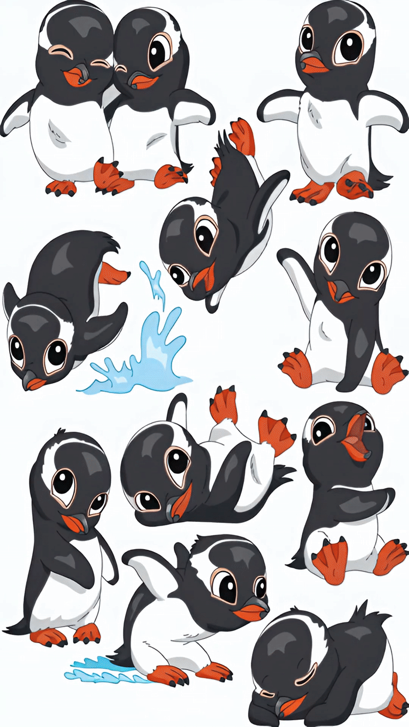 Bundle - 5 Sets: Bambinella® Motiv: Pinguine - Stickerparade - 10 Sticker