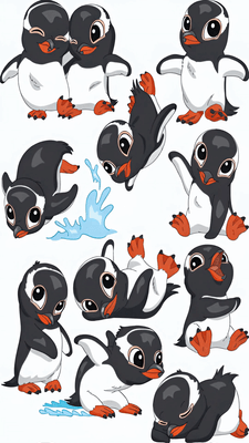 Bundle - 5 Sets: Bambinella® Motiv: Pinguine - Stickerparade - 10 Sticker