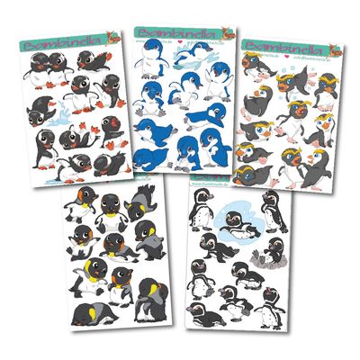 Bundle - 5 Sets: Bambinella® Motiv: Pinguine - Stickerparade - 10 Sticker