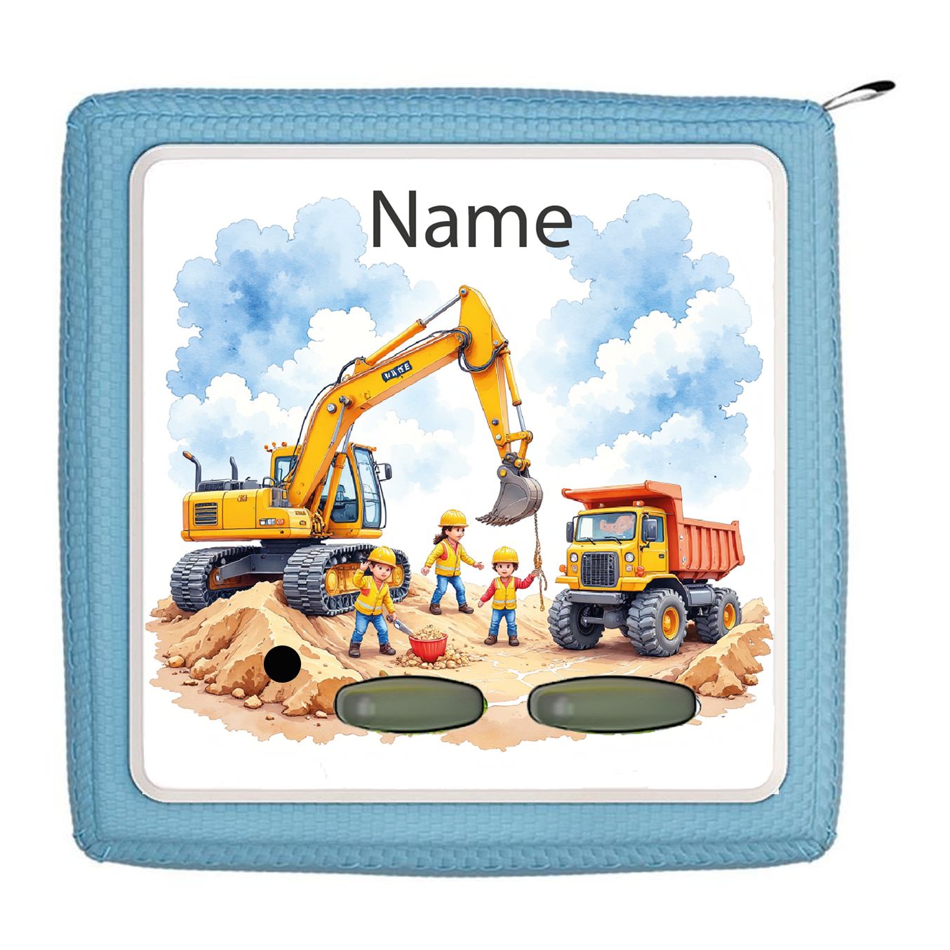 Schutzfolie mit Namen – passend für Toniebox® – personalisierbar | Motiv Baustellenszenen - 12 zur Wahl